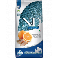 FARMINA N&amp;D Ocean Dog Adult Herring&amp;Orange Medium&amp;Maxi hrana uscata caini adulti talie medie/mare, hering si portocale 12 kg