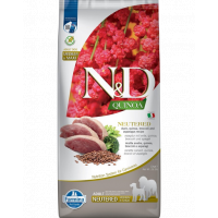 FARMINA N&amp;D Quinoa Dog Neutered Adult Medium/Maxi hrana uscata caini adulti dupa castrare/sterilizare, cu rata, broccoli si sparanghel 12 kg