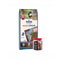BOSCH Hrana uscata pentru cainii junior de talie mare 15 kg + recompense biscuit 300 g