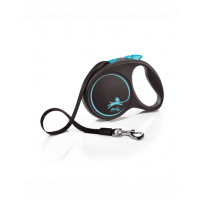 FLEXI Black Design lesa automata cu banda pentru caini, negru cu albastru, marimea L, 5 m