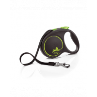 FLEXI Black Design lesa automata cu banda pentru caini, negru cu verde, marimea L, 5 m