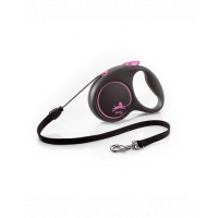 FLEXI Black Design lesa automata cu sir pentru caini, roz, marimea M, 5 m