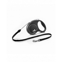 FLEXI Black Design lesa automata cu sir pentru caini, negru, marimea S, 5 m