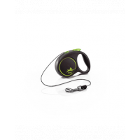 FLEXI Black Design lesa automata cu fir pentru caini, negru cu verde, marimea XS, 3 m