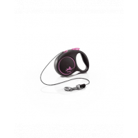FLEXI Black Design lesa automata cu sir pentru caini, negru cu roz, marimea XS, 3 m