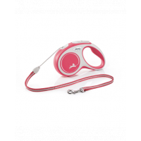 FLEXI New Comfort lesa automata cu franghie pentru caini, rosu, marimea S, 5 m