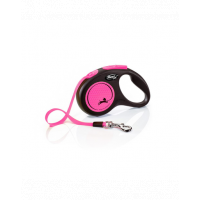 FLEXI New Neon lesa automata pentru caini, roz, marimea S, 5 m