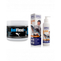 GAME DOG AniFlexi+ V2 Supliment alimentar caini pentru articulatii si oase 150 g + ulei de somon 250 ml Simply from Nature GRATIS