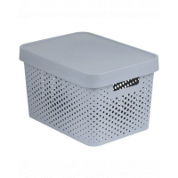 CURVER Coș ajurat cu capac INFINITY 17 L gri deschis