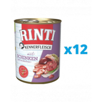 RINTI Kennerfleisch Ham hrana umeda pentru caini 12 x 800 g, cu sunca