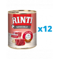 RINTI Sensible hrana umeda caini adulti cu alergii alimentare, cu vita si orez 12 x 800 g