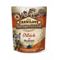 CARNILOVE Paté hrana umeda pentru caini cu strut si mure 300g