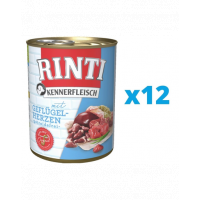 RINTI Kennerfleisch Poultry Hearts hrana umeda 12 x 800 g pentru caini, cu inimi de pasare