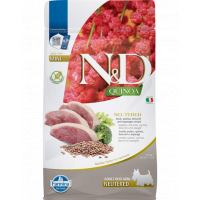 FARMINA N&amp;D Quinoa Dog Duck, Broccoli &amp; Asparagus Neutered Adult Mini 800 g Hrana uscata caini de talie mica, sterilizati