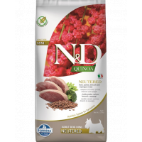 FARMINA N&amp;D Quinoa Hrana pentru caini sterilizati sau castrati de talie mica, cu rata, broccoli si sparanghel 7 kg