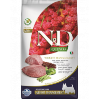 FARMINA N&amp;D Quinoa Weight Management - Hrană dietetică pentru câini adulți - talie mică - gestionarea greutății - cu miel - 2.5 kg