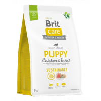 BRIT Care Sustainable Puppy 3 kg Hrana uscata pentru catei, cu pui si insecte