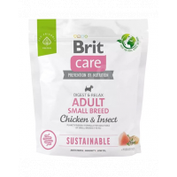 BRIT Care Sustainable Adult Small Breed 1 kg Hrana uscata pentru caini de talie mica, cu pui si insecte