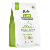 BRIT Care Sustainable Adult Medium Breed 3 kg Hrana caini adulti talie medie, cu pui si insecte