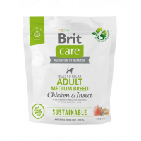 BRIT Care Sustainable Adult Medium breed Chicken &amp; Insect 1 kg hrana caini adulti talie medie, pui si insecte
