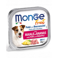 MONGE Fruit Dog hrana umeda pentru caini sub forma de pate, cu porc si ananas 100 g