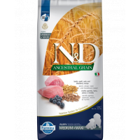 N&amp;D Low Grain Dog Lamb &amp; Blueberry Puppy Medium &amp; Maxi Sac hrana catei talie medie si mare, cu miel si afine 12 kg