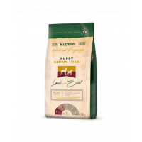 FITMIN Dog Nutritional Programme Medium Maxi Puppy Lamb&amp;Beef 12 kg Sac hrana catei talie medie si mare, cu miel si vita
