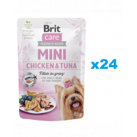 BRIT Care Mini Pouch plic hrana umeda 24 x 85g pentru caini de rase mici, cu pui si ton