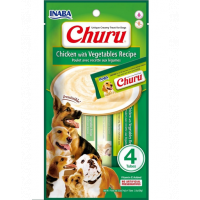 INABA Churu Chicken with vegetables 4x14g Recompense pentru caini, crema cu pui si legume