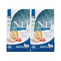 FARMINA N&amp;D Ocean Dog Adult Mini salmon, cod &amp; canatloupe melon 2 x 2,5 kg hrana caini adulti talie mica, somon, cod si pepene galben