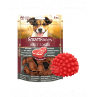 SMART BONES Mini recompense caini talie mica, cu vita x 2 + minge GRATIS