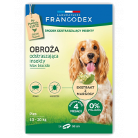 FRANCODEX Zgarda protectie anti-purici si insecte pentru caini de talie medie (între 10-20 kg) - 4 luni de protectie 60 cm