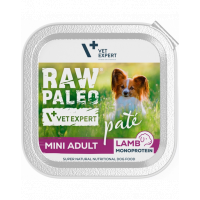 VETEXPERT RAW PALEO Pate Adult Mini Lamb 150 g pateu de miel pentru caini de talie mica