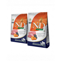 FARMINA N&amp;D Pumpkin lamb &amp; blueberry Adult Medium &amp; Maxi 2 x 2.5 kg hrana caini adulti talie medie sau mare, dovleac, miel si afine