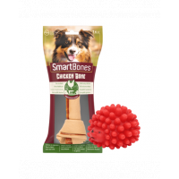 SMART BONES Large Recompense caini talie mare, cu pui si legume x 2 + minge GRATIS