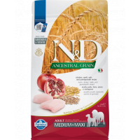 FARMINA N&amp;D Ancestral Grain dog Adult Medium &amp; Maxi Chicken &amp; pomegranate Hrana uscata pentru caini de talie medie si mare, cu rodie si pui 2,5 kg