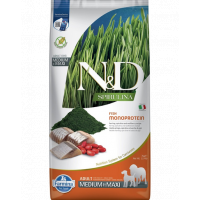 FARMINA N&amp;D Spirulina Adult Medium&amp;Maxi Herring &amp; Wolfberry 7 kg Hrana uscata caini talie medie si mare, cu hering si spirulina