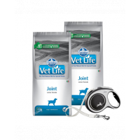 FARMINA Vet Life Dog Joint 2 x 12 kg hrana caini pentru articulatii sanatoase + FLEXI New Comfort L Tape 8 m GRATIS