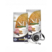 FARMINA N&amp;D Ancestral Grain lamb &amp; blueberry Adult Mini dog 2 x 7 kg hrana caini talie mica + FLEXI New Comfort L Tape 8 m GRATIS