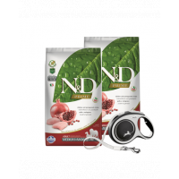 FARMINA N&amp;D Prime dog Adult Medium &amp; Maxi chicken &amp; pomegranate 2 x 12 kg hrana caini talie medie/mare + FLEXI New Comfort L Tape 8 m GRATIS