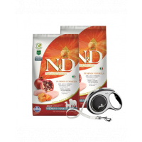 FARMINA N&amp;D Pumpkin Chicken &amp; Pomegranate Adult Medium &amp; Maxi 2 x 12 kg + FLEXI New Comfort L Tape 8 m GRATIS