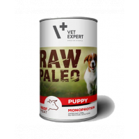 VETEXPERT RAW PALEO Puppy hrana caini juniori monoproteica 400 g cu vita