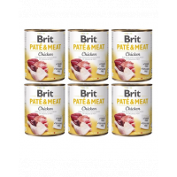 BRIT Pate&amp;Meat chicken 6 x 800 g Hrana pentru caini adulti, pateu cu pui