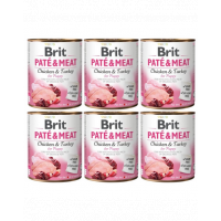 BRIT Pate&amp;Meat puppy 6 x 800 g Hrana umeda pentru catei, pateu cu pasare