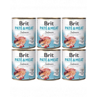BRIT Pate&amp;Meat salmon 6 x 800 g Hrana umeda caine adult, cu somon