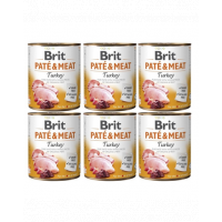 BRIT Pate&amp;Meat turkey 6 x 800 g Conserva pateu pentru caini, cu curcan