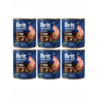 BRIT Premium by Nature Pork with Trachea 6x800 g porc si esofag, hrana umeda caine