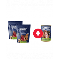 SIMPLY FROM NATURE Gustare caini, mistret 2 x 300g + conserva fazan si morcov GRATIS