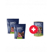 SIMPLY FROM NATURE Snack cu vita, pentru caini 2 x 200g + conserva rata si morcov GRATIS