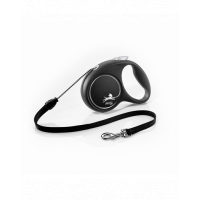 FLEXI Black Design lesa automata cu banda pentru caini, franghie negru, marimea M, 5 m